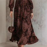Aria - elegant patterned long sleeve maxi dress — view 2