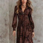 Aria - elegant patterned long sleeve maxi dress — view 3