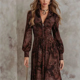 Aria - elegant patterned long sleeve maxi dress — view 3