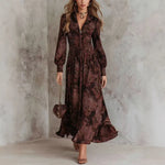Aria - elegant patterned long sleeve maxi dress — view 4