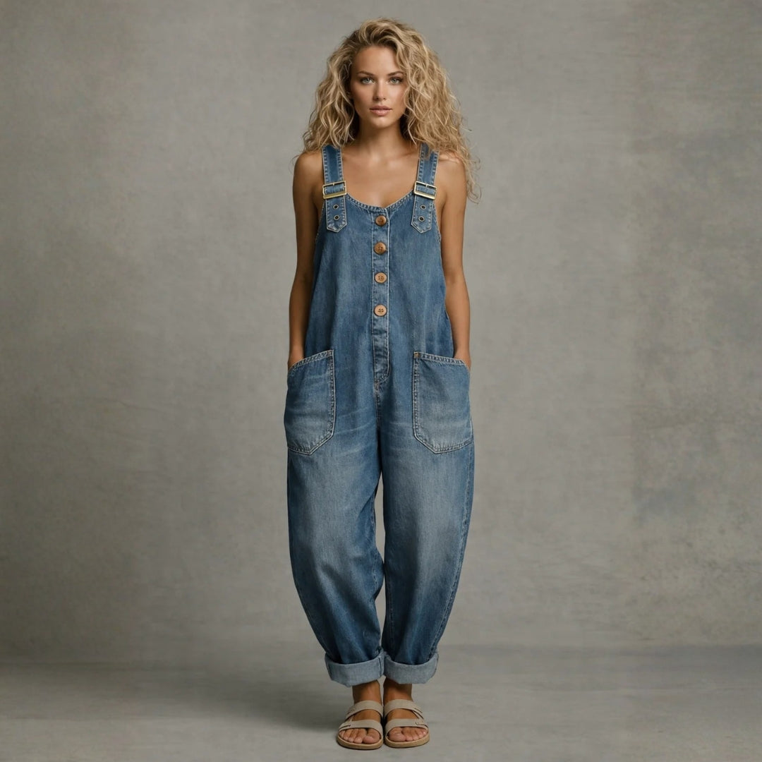Ashley - stylish denim overalls with pockets — view 1