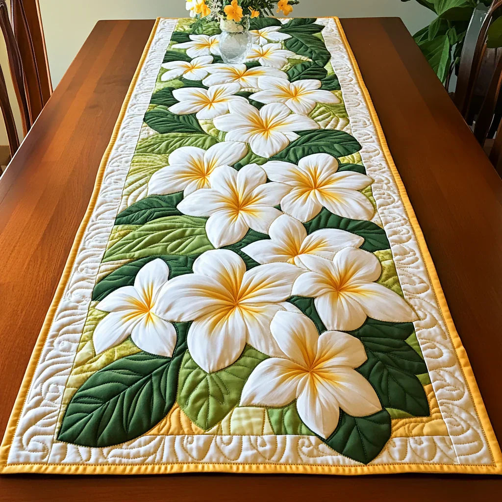 Table runner - Frangipani flowers — view 1