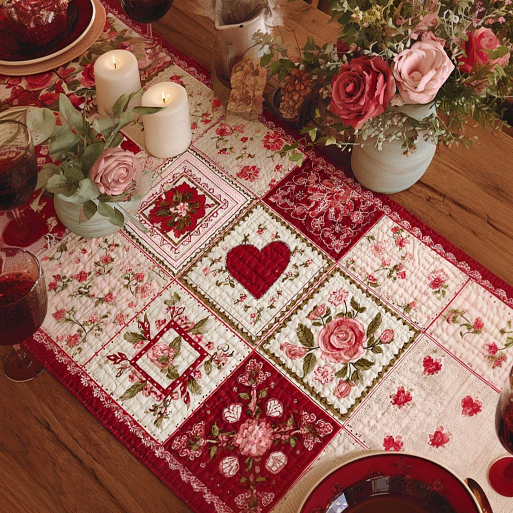 Table Runner - Hearts and Roses — view 1