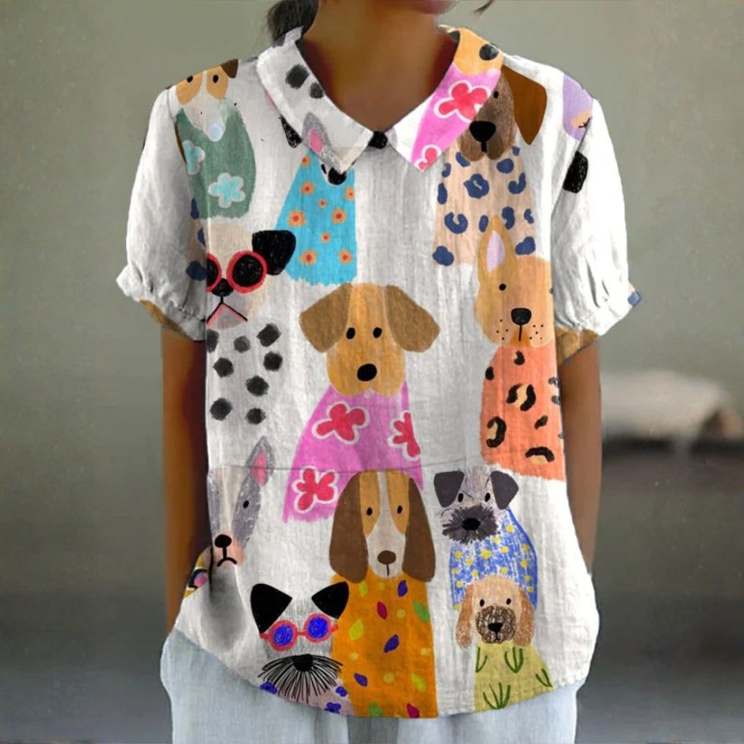 Aubrey - Dog Print Blouse — view 1
