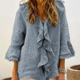 Audrey - ruffled top with bell sleeves — view 1