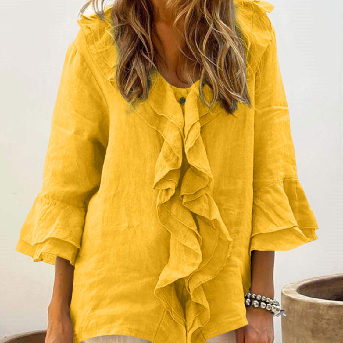 Audrey - ruffled top with bell sleeves — view 6