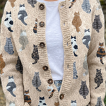 Audrey - cosy cardigan with cat print — view 1