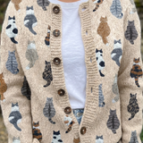 Audrey - cosy cardigan with cat print — view 1