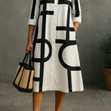 Audrey – shirt dress with geometric pattern — view 3
