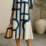 Audrey – shirt dress with geometric pattern — view 4