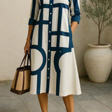 Audrey – shirt dress with geometric pattern — view 4