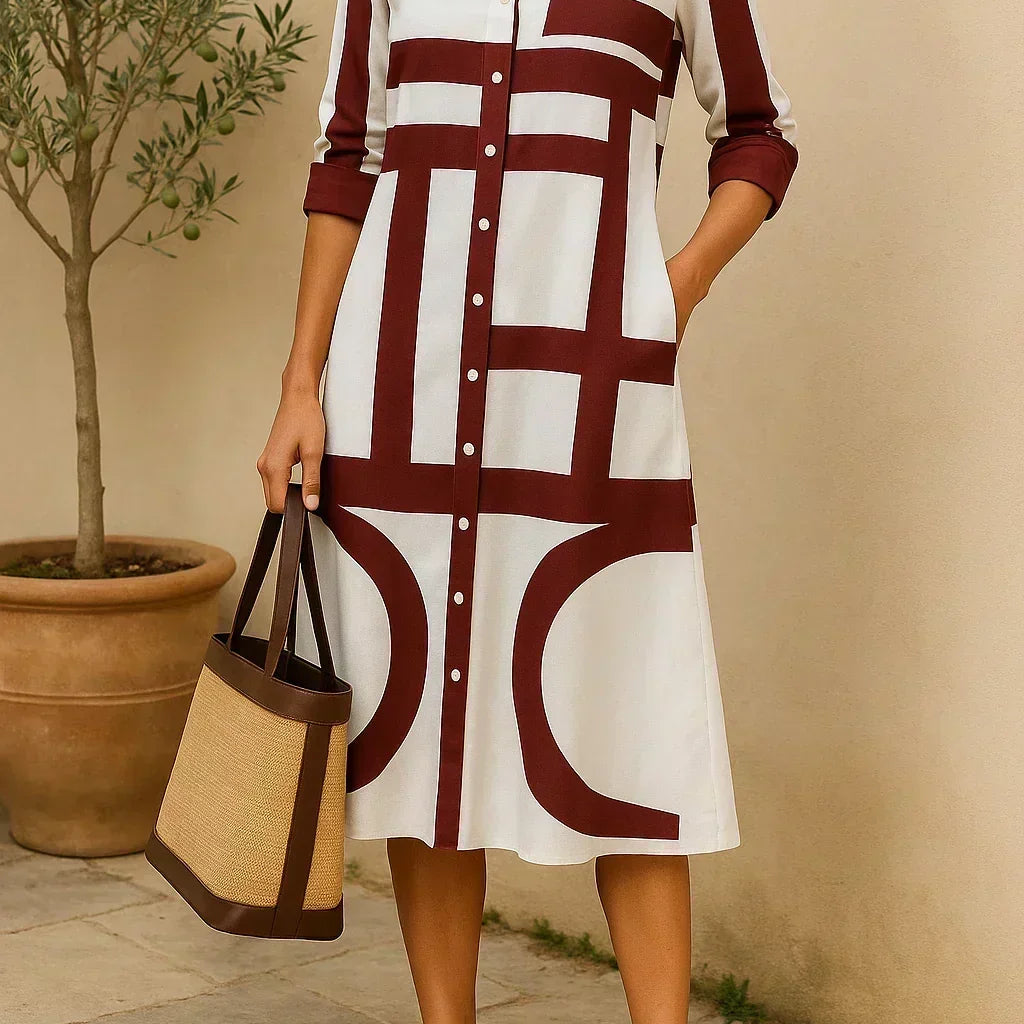 Audrey – shirt dress with geometric pattern — view 5