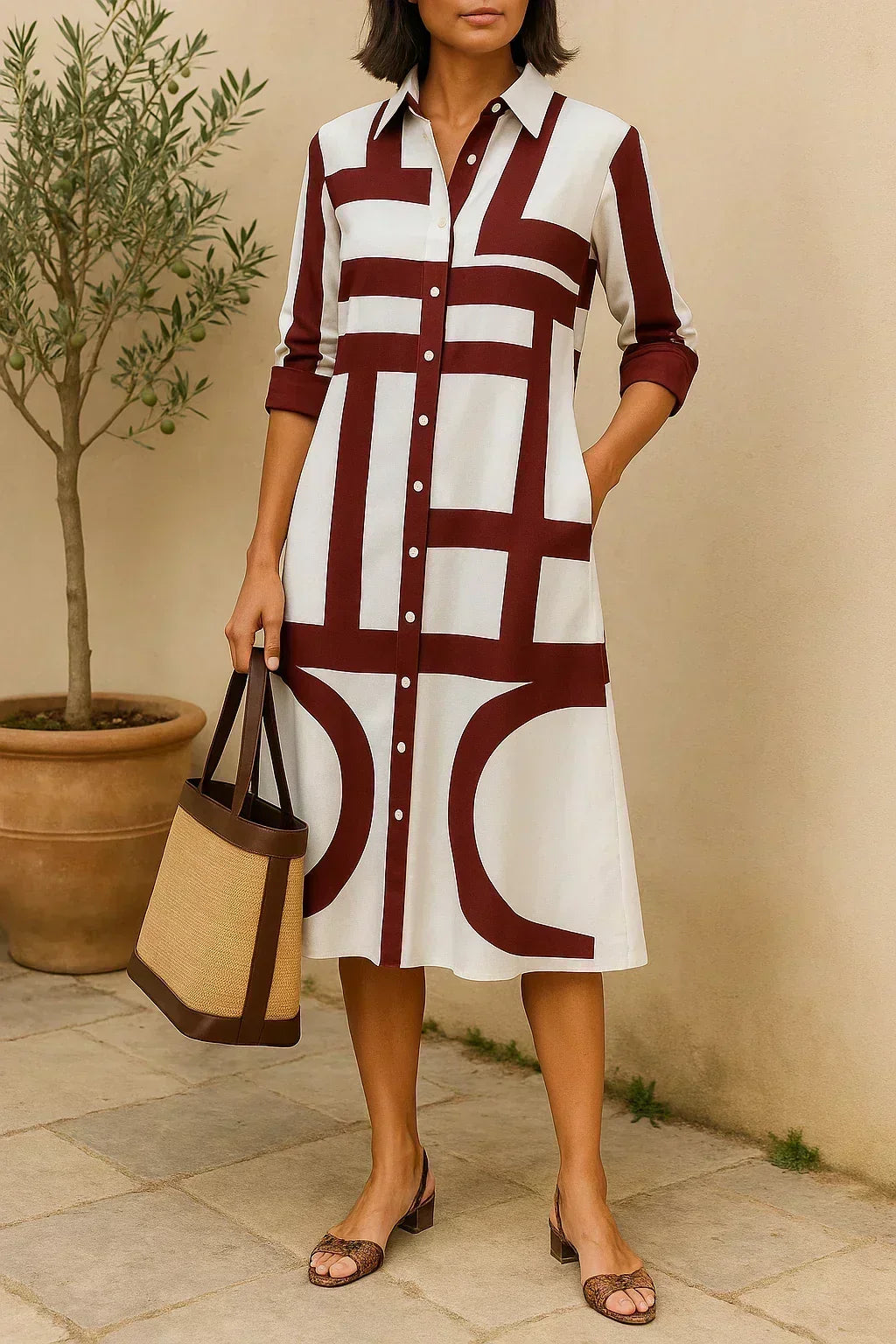Audrey – shirt dress with geometric pattern — view 5