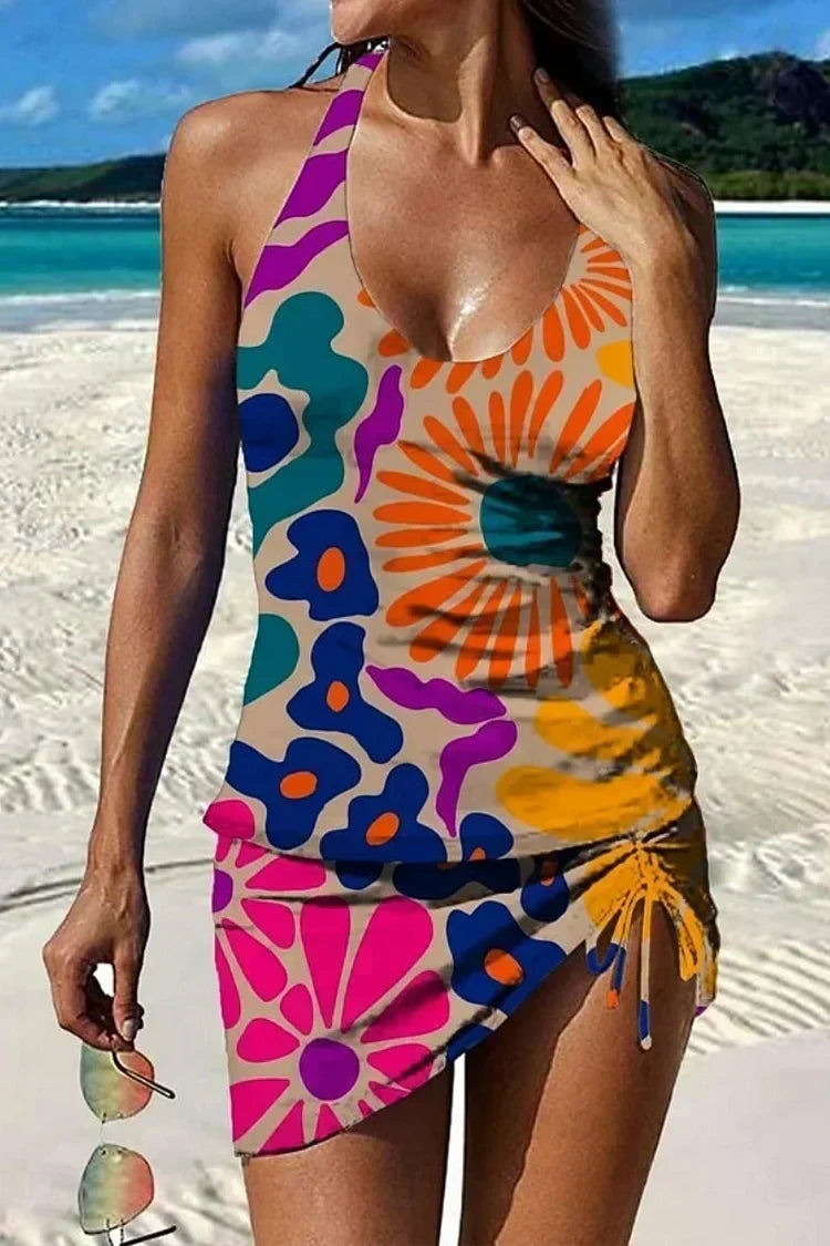 Aurora - floral graphic tankini with tummy control shorts — view 2