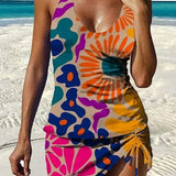 Aurora - floral graphic tankini with tummy control shorts — view 2