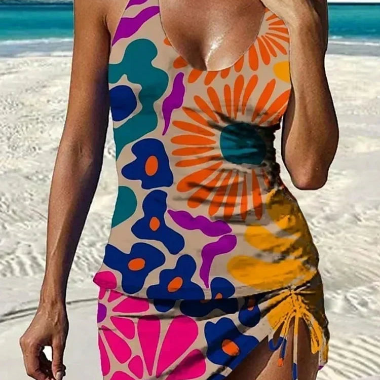 Aurora - floral graphic tankini with tummy control shorts — view 2