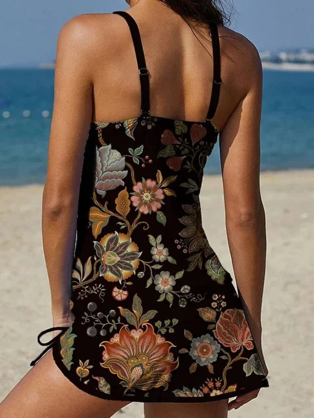 Aurora - floral graphic tankini with tummy control shorts — view 5