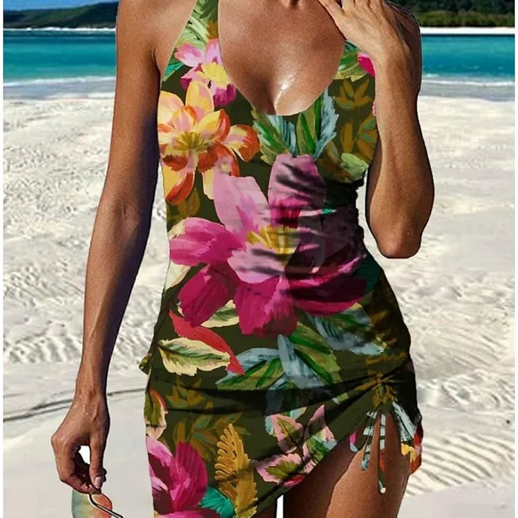 Aurora - floral graphic tankini with tummy control shorts — view 6