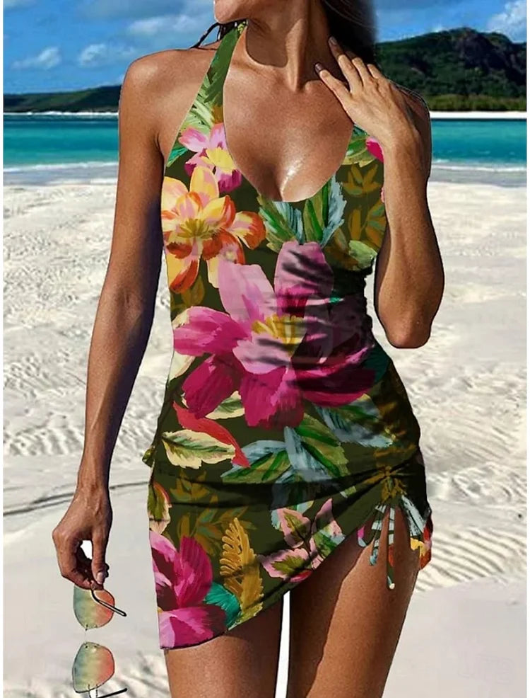 Aurora - floral graphic tankini with tummy control shorts — view 6