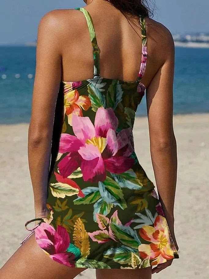 Aurora - floral graphic tankini with tummy control shorts — view 7