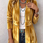 Avery - Retro Lapel Button Accent Long Sleeve Open Front Jacket — view 5