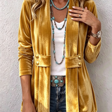 Avery - Retro Lapel Button Accent Long Sleeve Open Front Jacket — view 5