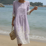 Ayda - round neck maxi dress with pattern — view 1