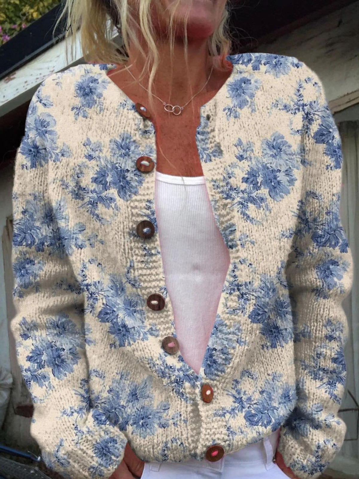 Bailey - Retro Knit Cardigan Sweater — view 1