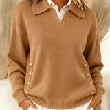 Barbara - T-shirt collar with gold buttons — view 1