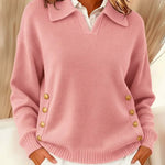 Barbara - T-shirt collar with gold buttons — view 2