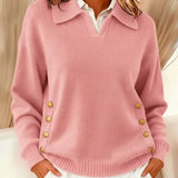 Barbara - T-shirt collar with gold buttons — view 2