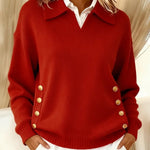 Barbara - T-shirt collar with gold buttons — view 3