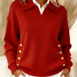 Barbara - T-shirt collar with gold buttons — view 3
