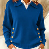 Barbara - T-shirt collar with gold buttons — view 4