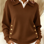 Barbara - T-shirt collar with gold buttons — view 5