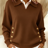 Barbara - T-shirt collar with gold buttons — view 5