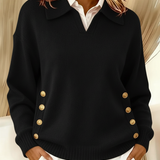 Barbara - T-shirt collar with gold buttons — view 6