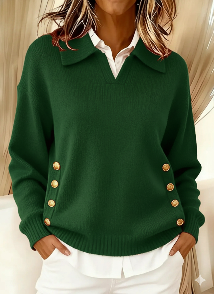 Barbara - T-shirt collar with gold buttons — view 7