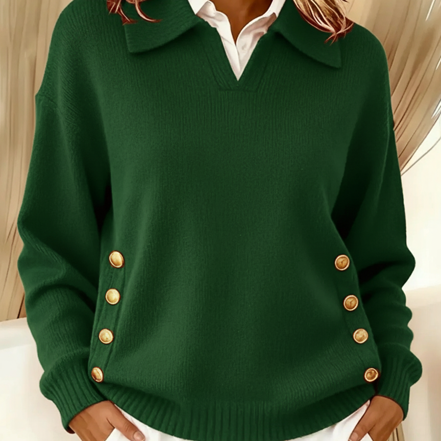 Barbara - T-shirt collar with gold buttons — view 7