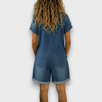 Bella - retro short cotton overalls with a denim look — view 2