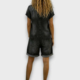 Bella - retro short cotton overalls with a denim look — view 4