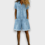 Bella - retro short cotton overalls with a denim look — view 5