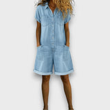 Bella - retro short cotton overalls with a denim look — view 5