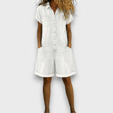 Bella - retro short cotton overalls with a denim look — view 6