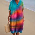 Bethany - batik dress in sunset colours — view 1