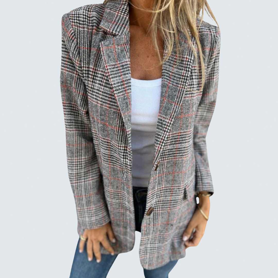 Bethany - elegant blazer with check pattern — view 1