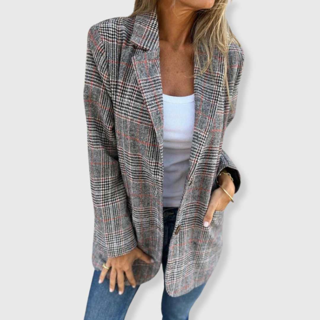 Bethany - elegant blazer with check pattern — view 3