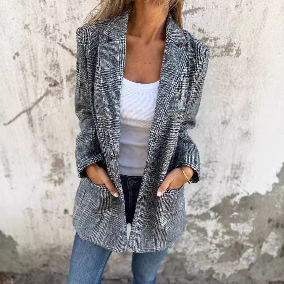Bethany - elegant blazer with check pattern — view 5