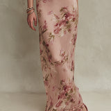 Bethany - elegant floral chiffon maxi dress with keyhole neckline — view 4