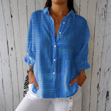 Bethany - modern blue striped shirt — view 1